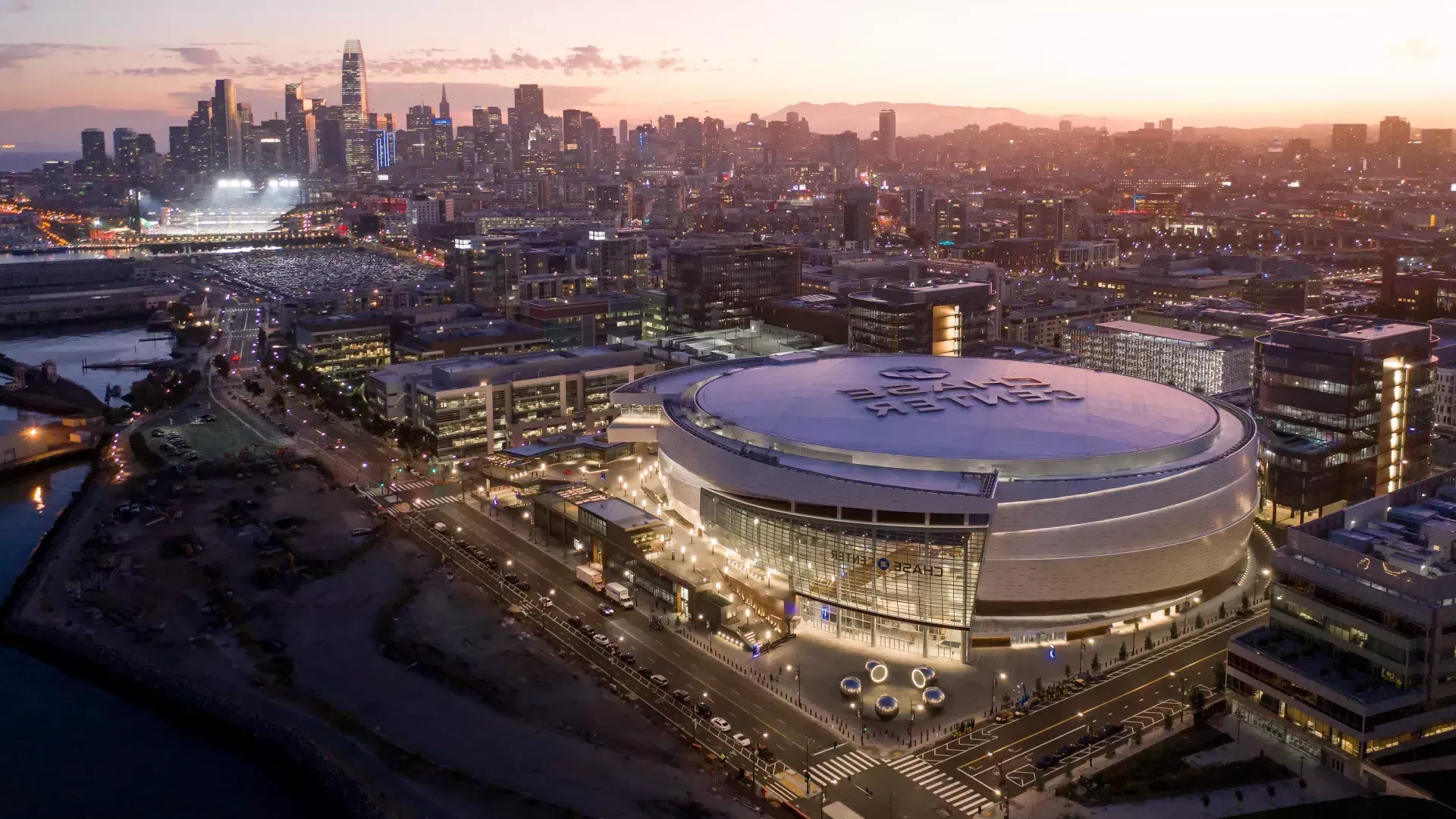 Chase Center Aerial View Night