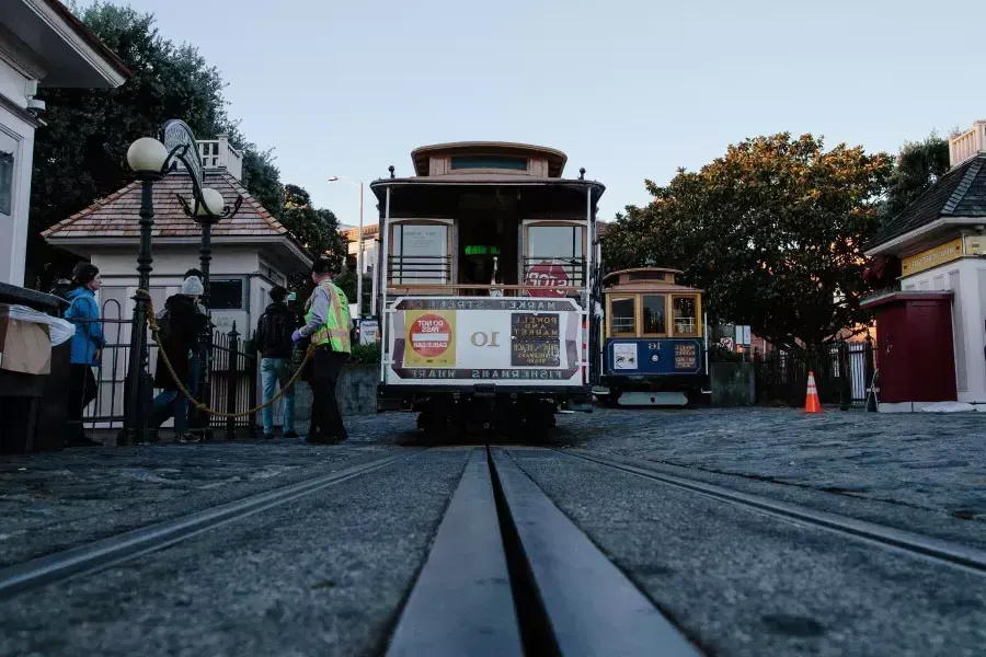 Cable car on the cable car line.