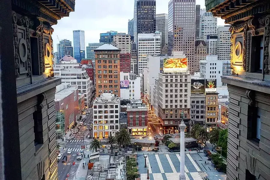 view from The Westin St. Francis looking out onto Union Square