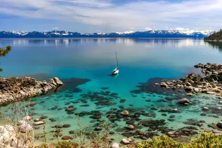 Crystal clear blue water of Lake Tahoe