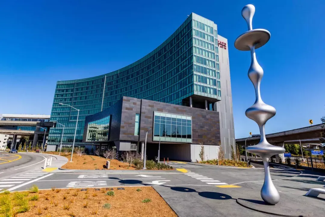 Kohei Nawa's Ether can be seen outside of the SFO Grand Hyatt