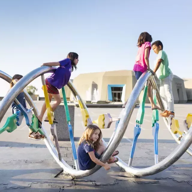 Crianças brincando em um playground.